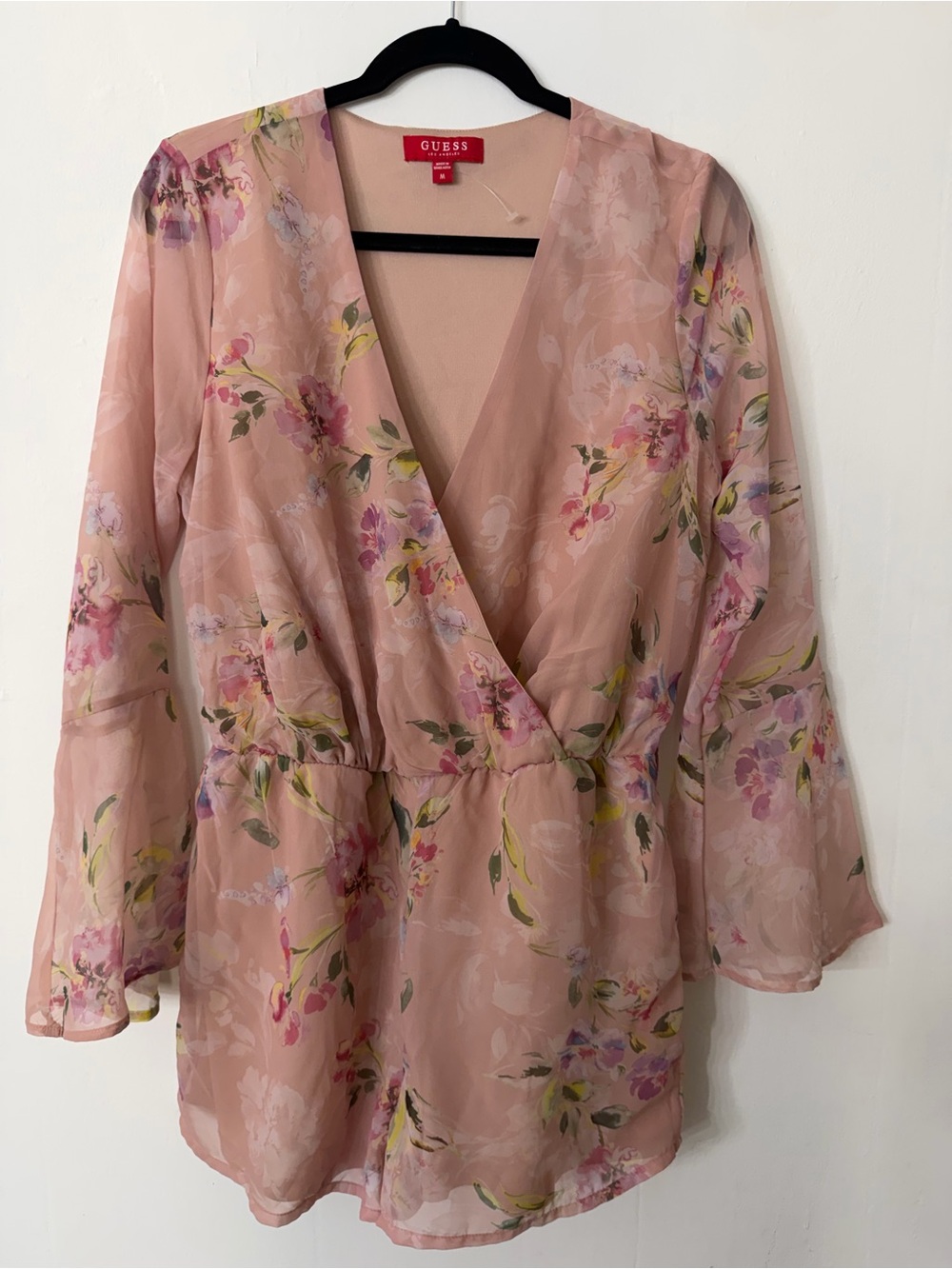 GUESS Sheer Pink Floral Romper